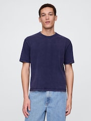 Gap Navy Blue Heavyweight Cropped T-Shirt - Image 1 of 5