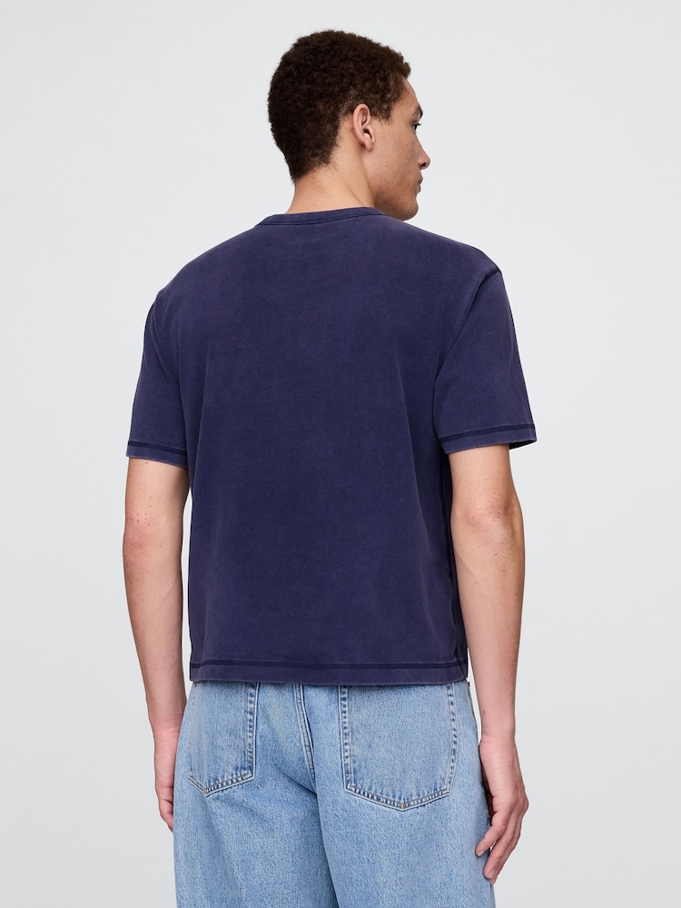 Gap Navy Blue Heavyweight Cropped T-Shirt - Image 2 of 5