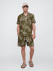 Gap Khaki Green Regular Fit 100% Cotton Crinkle Gauze Holiday Shirt - Image 3 of 4