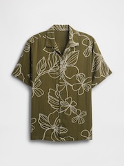 Gap Khaki Green Regular Fit 100% Cotton Crinkle Gauze Holiday Shirt - Image 4 of 4