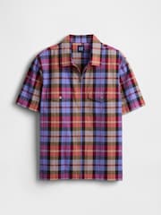 Gap Black/Blue Check Mixed Check Oxford Short Sleeve Shirt - Image 4 of 5