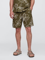 Gap Green Gauze Textured Shorts - Image 1 of 5