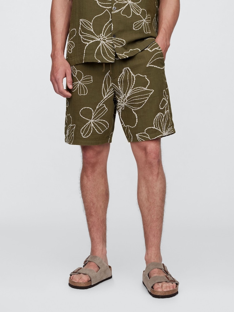 Gap Green Gauze Textured Shorts - Image 1 of 5