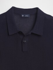 Gap Navy/Blue Textured Crochet Short Sleeve Polo Shirt - Image 5 of 5