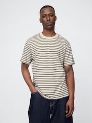 Gap Cream/Black Stripe Heavyweight Original Short Sleeve T-Shirt - Image 1 of 5