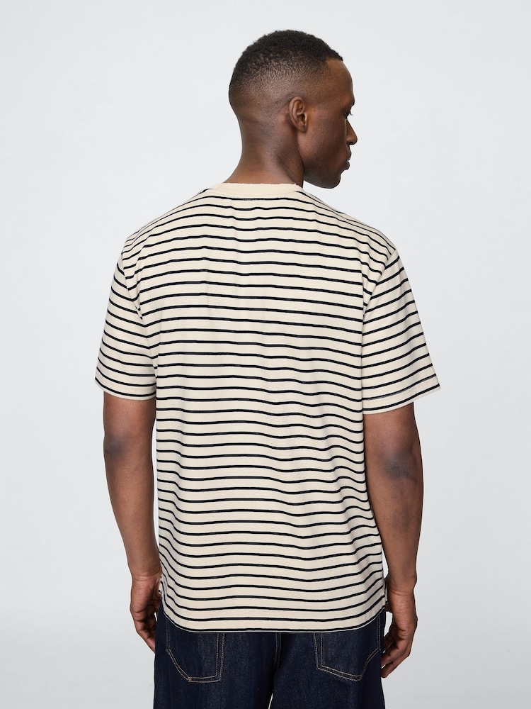 Gap Cream/Black Stripe Heavyweight Original Short Sleeve T-Shirt - Image 2 of 5