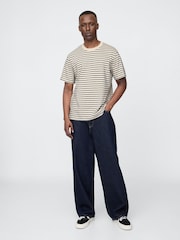 Gap Cream/Black Stripe Heavyweight Original Short Sleeve T-Shirt - Image 3 of 5