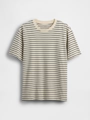 Gap Cream/Black Stripe Heavyweight Original Short Sleeve T-Shirt - Image 4 of 5