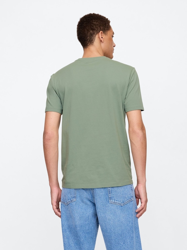 Gap Khaki Green Short Sleeve Everyday 100% Cotton Crew Neck T-Shirt - Image 2 of 5