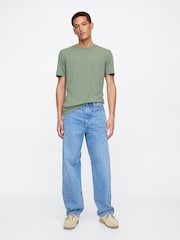 Gap Khaki Green Short Sleeve Everyday 100% Cotton Crew Neck T-Shirt - Image 3 of 5