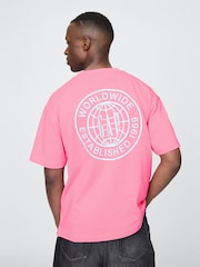 Gap Pink World Logo Short Sleeve T-Shirt - Image 2 of 5