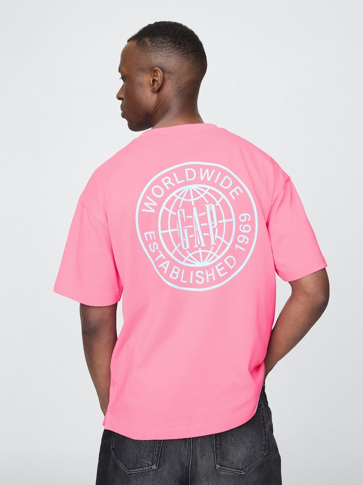 Gap Pink World Logo Short Sleeve T-Shirt - Image 2 of 5