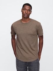 Braun - Gap Slub Curved Hem Short Sleeve T-Shirt - Bild 1 von 5