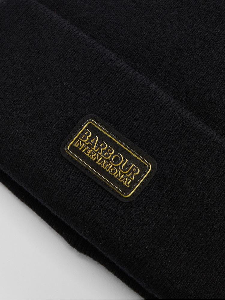 Barbour® International Black Sensor Legacy Beanie Hat - Image 4 of 4 Barbour® International Black Sensor Legacy Beanie Hat - Image 4 of 4