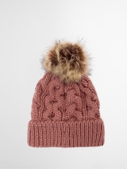 Barbour® Pink Penshaw Pom Beanie Hat & Scarf Gift Box Set - Image 3 of 8