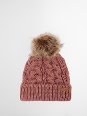 Barbour® Pink Penshaw Pom Beanie Hat & Scarf Gift Box Set - Image 4 of 8