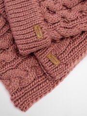 Barbour® Pink Penshaw Pom Beanie Hat & Scarf Gift Box Set - Image 5 of 8