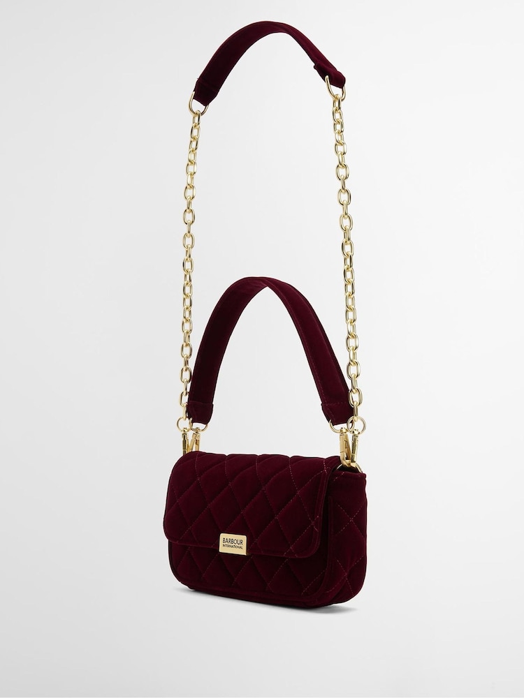 Barbour® International Red Quilted Velvet Mini Soho Crossbody Bag - Image 16 of 16 Barbour® International Red Quilted Velvet Mini Soho Crossbody Bag - Image 16 of 16
