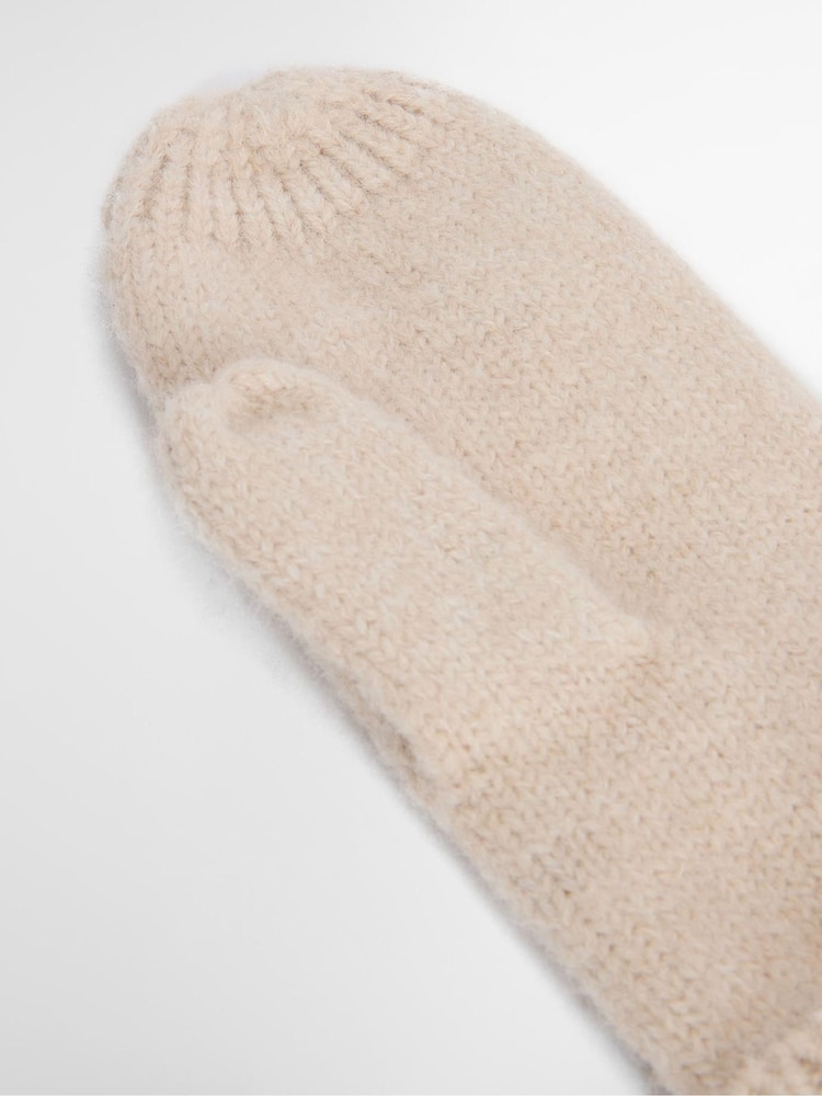 Barbour® Cream Elsdon Knitted Mittens - Image 2 of 4 Barbour® Cream Elsdon Knitted Mittens - Image 2 of 4