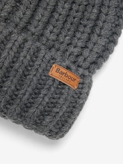 Barbour® Dark Grey Saltburn Pom Beanie Hat - Image 3 of 4