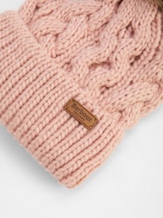Barbour® Pink Penshaw Pom Beanie Hat - Image 3 of 4