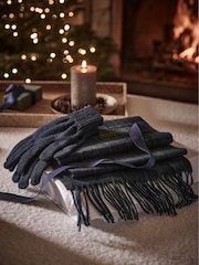 Barbour® Blue Tartan Scarf & Gloves Gift Box Set - Image 7 of 7