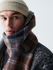 Barbour® Blue Tartan Lambswool Scarf - Image 2 of 9