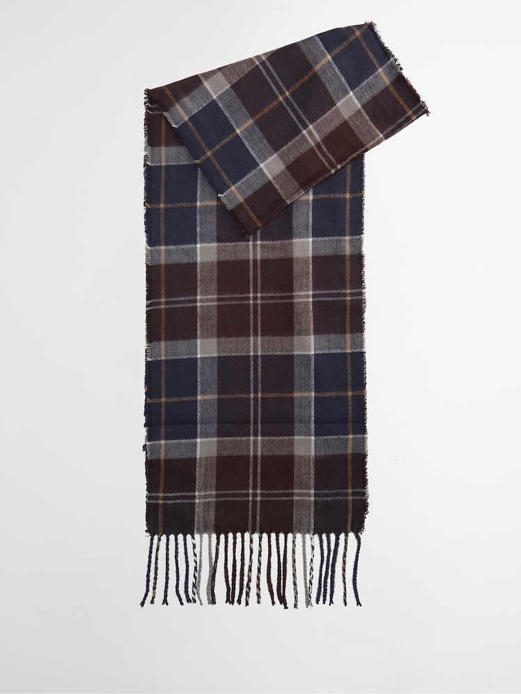 Barbour® Blue Tartan Swinton Beanie Hat & Scarf Gift Box Set - Image 2 of 8