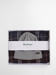 Barbour® Blue Tartan Swinton Beanie Hat & Scarf Gift Box Set - Image 8 of 8