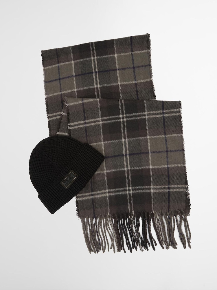 Barbour® International Black Sweeper Beanie Hat & Scarf Gift Box Set - Image 1 of 7 Barbour® International Black Sweeper Beanie Hat & Scarf Gift Box Set - Image 1 of 7