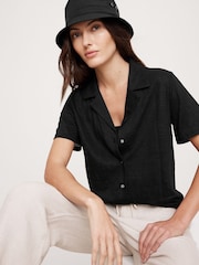 Banana Republic Black Linen Resort Shirt - Image 1 of 4