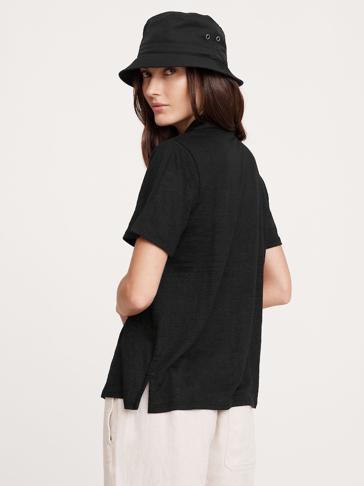 Banana Republic Black Linen Resort Shirt - Image 2 of 4 Banana Republic Black Linen Resort Shirt - Image 2 of 4