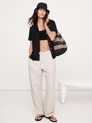 Banana Republic Black Linen Resort Shirt - Image 3 of 4