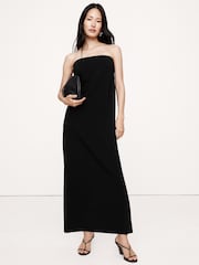 Banana Republic Black Stretch-Crepe Strapless Long Midi Dress - Image 1 of 4