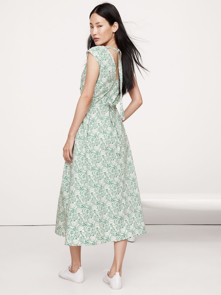 Banana Republic Green Cotton Poplin Side Cut-Out Midi Dress - Image 2 of 4