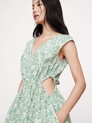 Banana Republic Green Cotton Poplin Side Cut-Out Midi Dress - Image 3 of 4