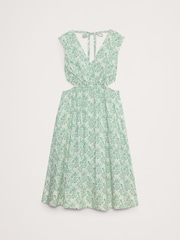 Banana Republic Green Cotton Poplin Side Cut-Out Midi Dress - Image 4 of 4