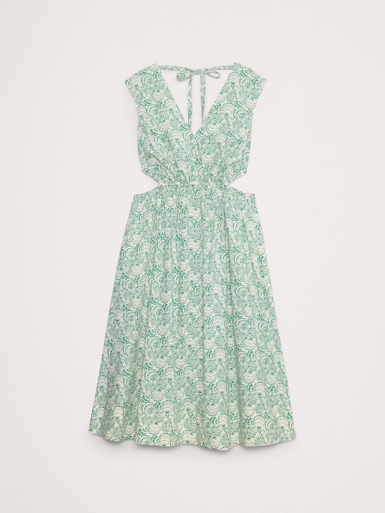 Banana Republic Green Cotton Poplin Side Cut-Out Midi Dress - Image 4 of 4