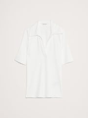 Белый - Banana Republic Ribbed Cotton-Modal Elbow-Sleeve Polo Shirt - Изображение 4 из 4