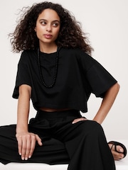 Negro - Banana Republic Oversized Vintage Cotton Cropped T-Shirt - Imagen 1 de 4