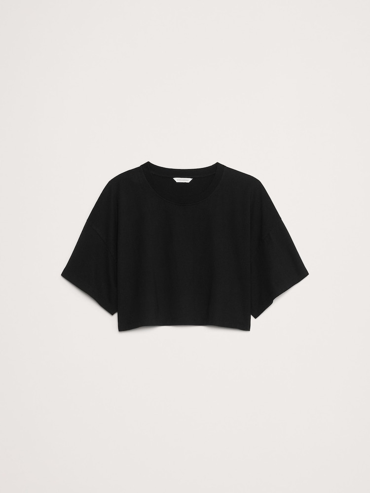 Negro - Banana Republic Oversized Vintage Cotton Cropped T-Shirt - Imagen 4 de 4