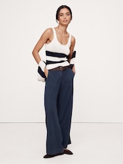 Banana Republic Navy/Blue Soma Mid-Rise Wide-Leg Trousers - Image 1 of 1