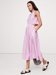 Banana Republic Pink Cotton Poplin Cut-Out Midi Dress - Image 3 of 5