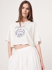 Banana Republic White Oversized Vintage Cotton Cropped T-Shirt - Image 1 of 1