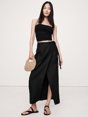 Banana Republic Black Linen Wrap Maxi Skirt - Image 1 of 1