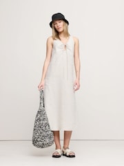 Banana Republic Cream Linen Keyhole Midi Dress - Image 1 of 3