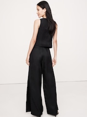 Banana Republic Black Ultra High Rise Wide Leg Slit Trousers - Image 3 of 5