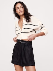 Banana Republic White Stripe Oversized Cotton Cropped Cardigan - Image 1 of 4