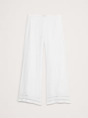 Banana Republic White 100% Linen Mid-Rise Lace-Trim Ankle Trousers - Image 4 of 4