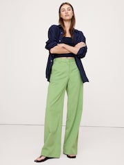 Banana Republic Green Everyday Mid Rise Wide-Leg Trousers - Image 1 of 4